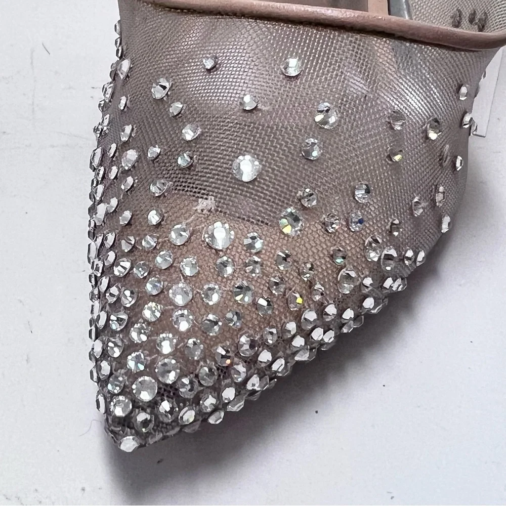 Christian Louboutin Follies Strass 100 Crystal Mesh Pumps Nude/Silver Glitter